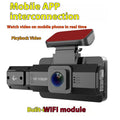 Front car driving recorder P with 3-inch screen mounted on a car windscreen.