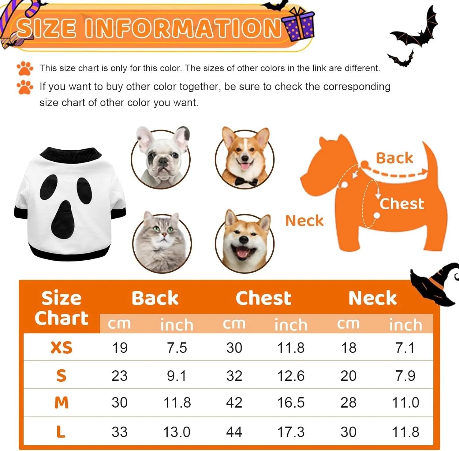 Orange dog sweatshirt with black skeleton print on a small dog, showing ribbed collar and cuffs.