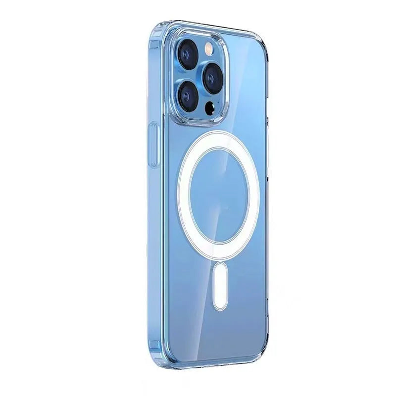 Magnetic transparent PC phone case for iPhone with all-inclusive drop-resistant airbag edges