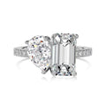 925 sterling silver double main stone geometric ring for women silver finish