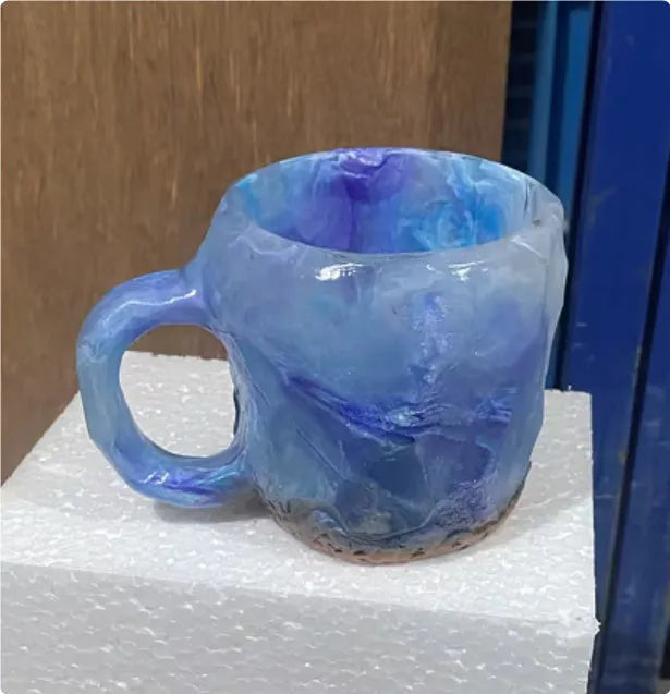 400ml resin mineral crystal coffee mug with handle in multiple colour options