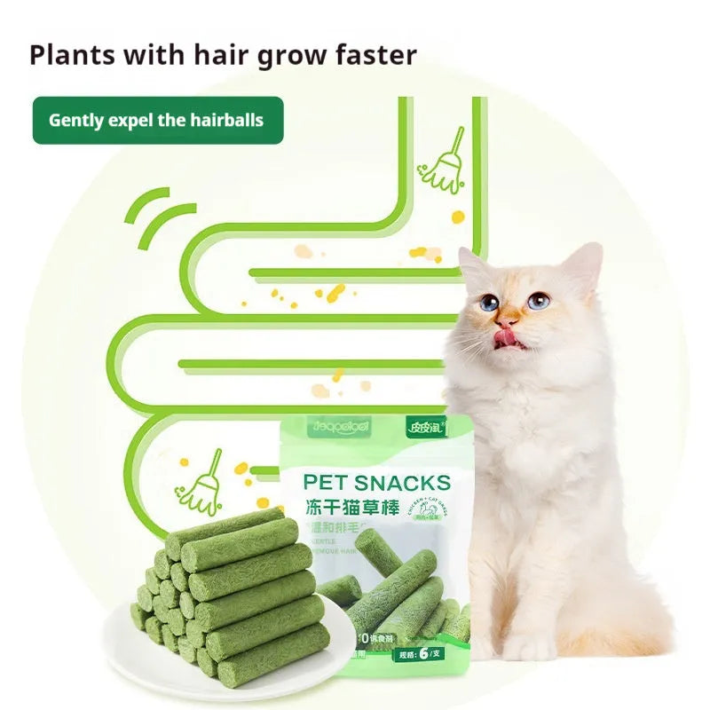 Freeze-dried cat grass stick pack 35g 6 sticks chicken salmon cat treat