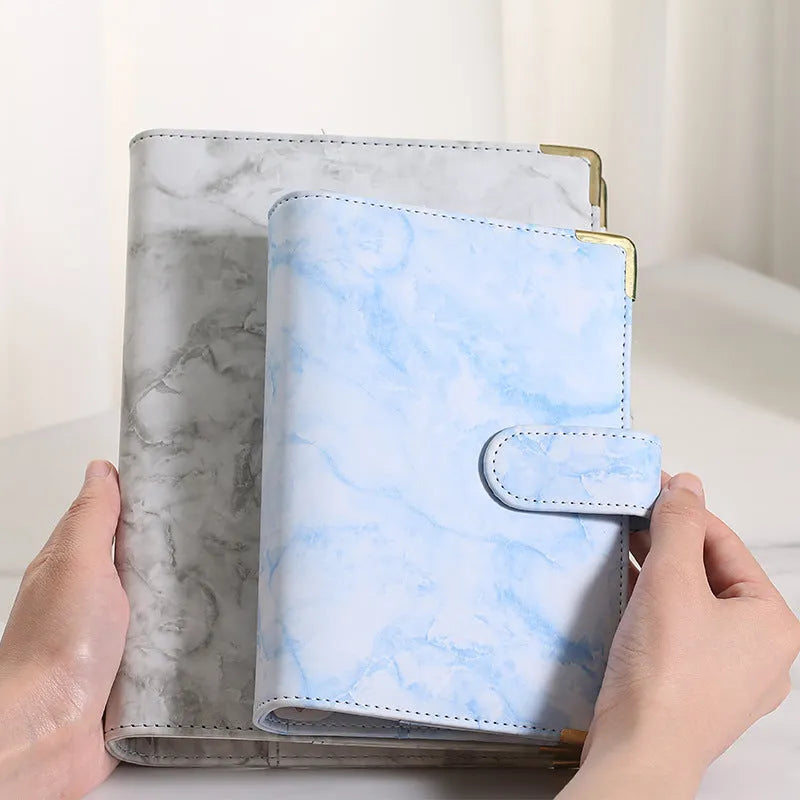 Removable notepad with marble pattern PU cover in A5 size, grey colour, 100 sheets of 80G Dowling paper