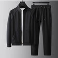 Men's slim fit stand collar tracksuit jacket and trousers in coffee colour