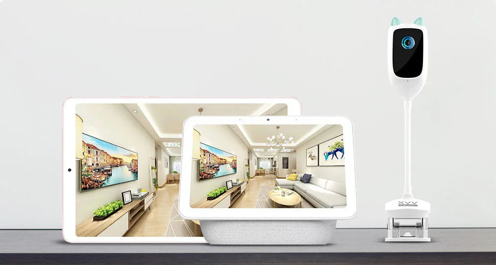 Xiaovv smart baby monitor white transparent 1080p night vision 150-degree wide angle camera frosted ABS shell