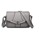 Round PU patchwork crossbody bag in beige with single shoulder strap and multiple internal pockets