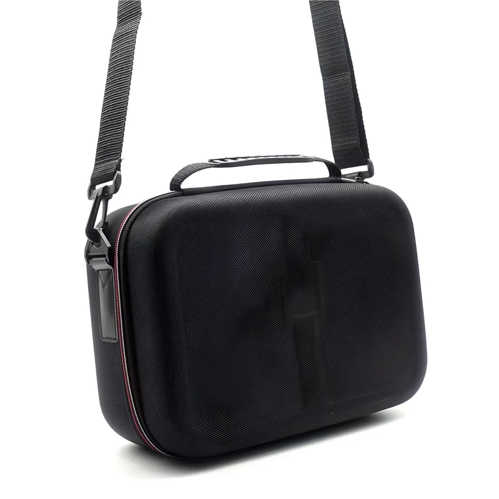 Black EVA hard case game console accessory storage bag with offset print finish