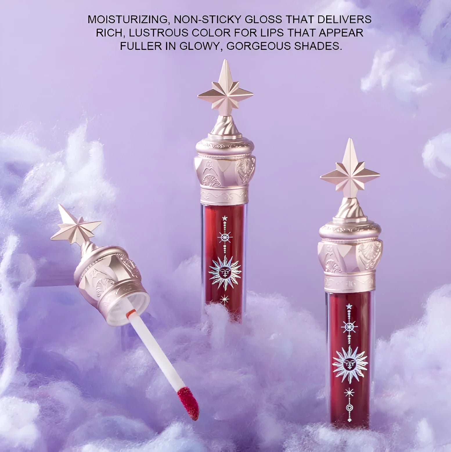Lip gloss lipstick with mirror shine, 8 colour options, mineral-based formula, compact tube