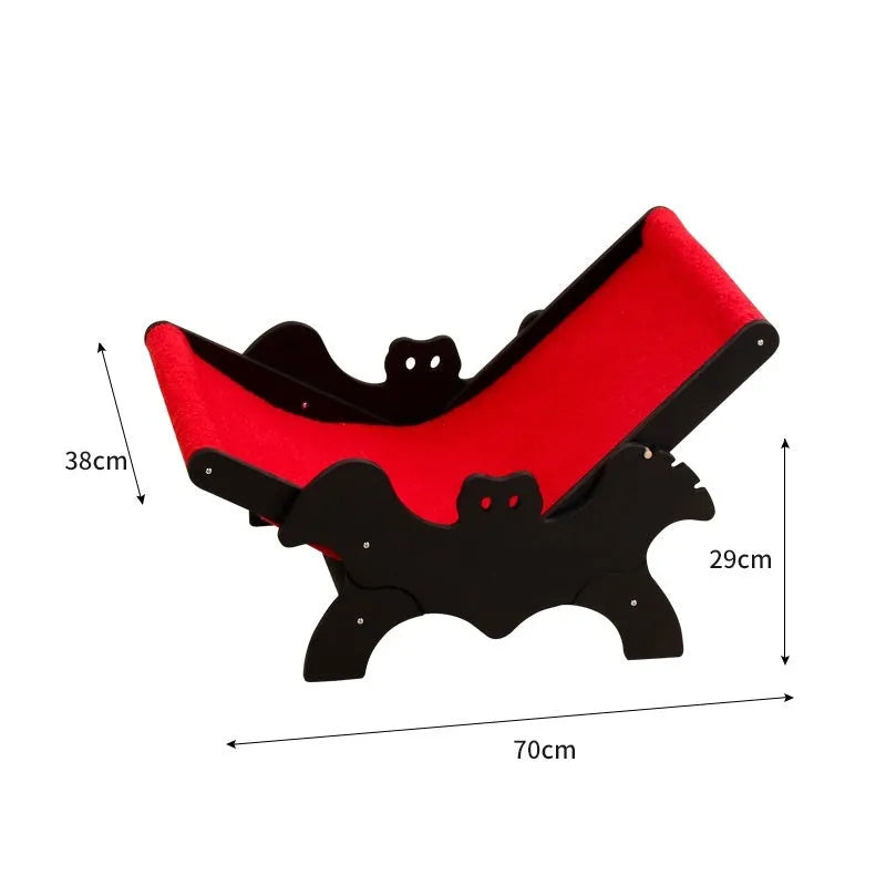 Black and red Halloween themed wooden cat recliner bed MW-054