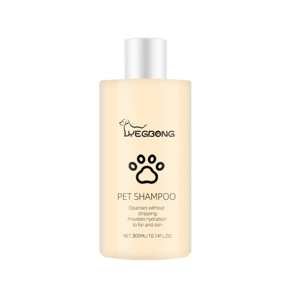 Bottle of mild pet shampoo for cats and dogs that leaves hair soft and unknotted
