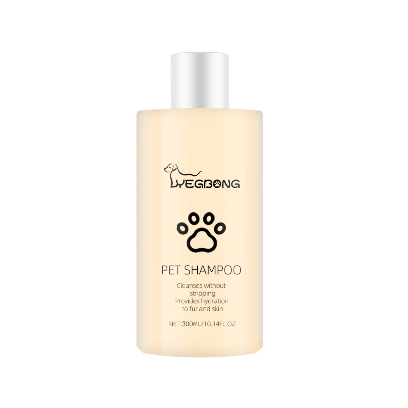 Bottle of mild pet shampoo for cats and dogs that leaves hair soft and unknotted