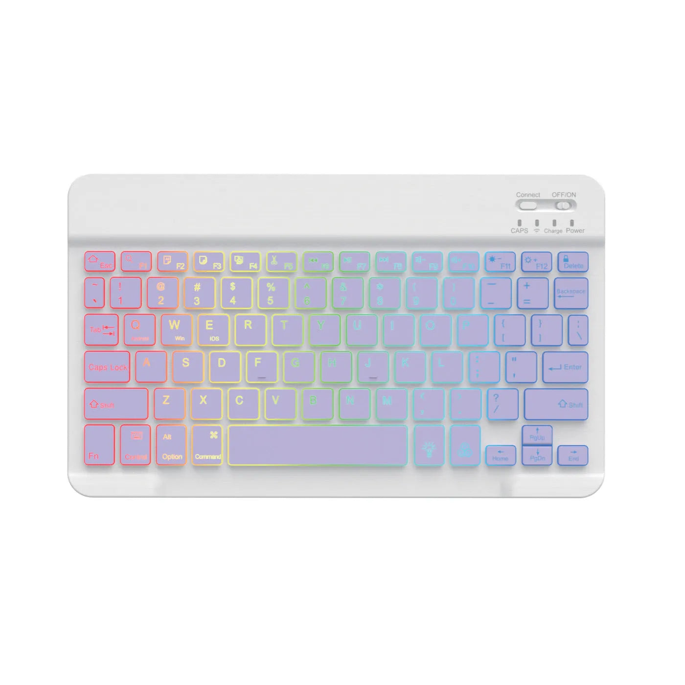 10-inch wireless Bluetooth keyboard with colourful LED backlighting for tablets and mobile devices