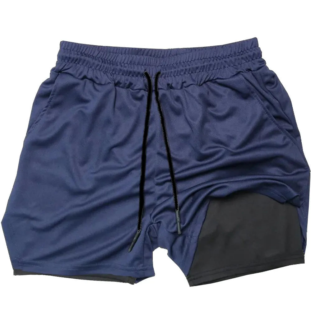 Men's camouflage double-layer sports shorts in cotton blend fabric with milk silk lining