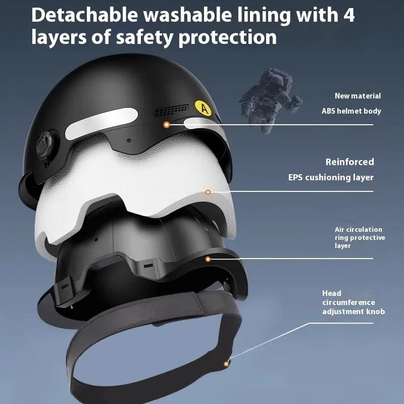 3C certified full-face polypropylene motorcycle helmet for electric vehicles, shown in a choice of colours.