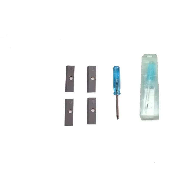 Geometric plastic pencil sharpener with four different sized sharpening holes.