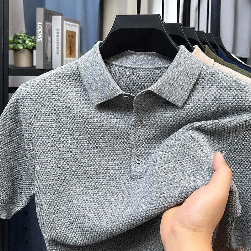 Loose fit short sleeve cotton sweater in a choice of six colours on a hanger.
