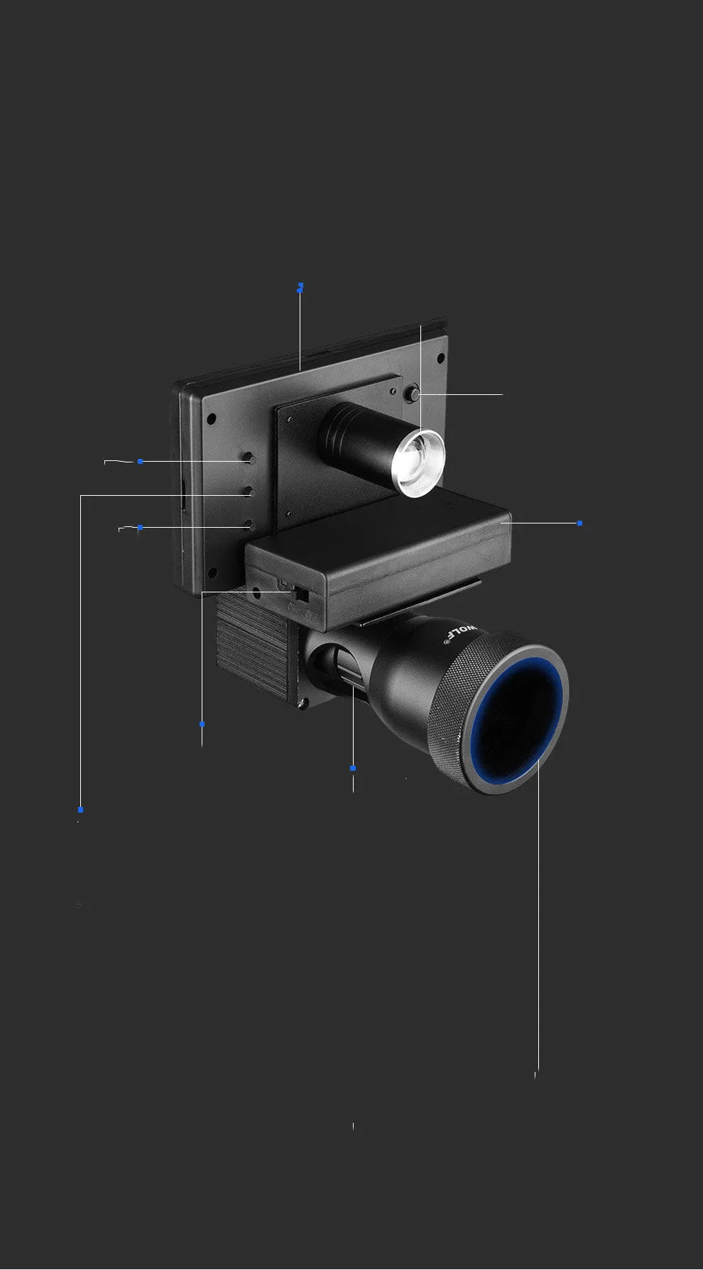 Digital night vision monocular with LED display showing enhanced night scene