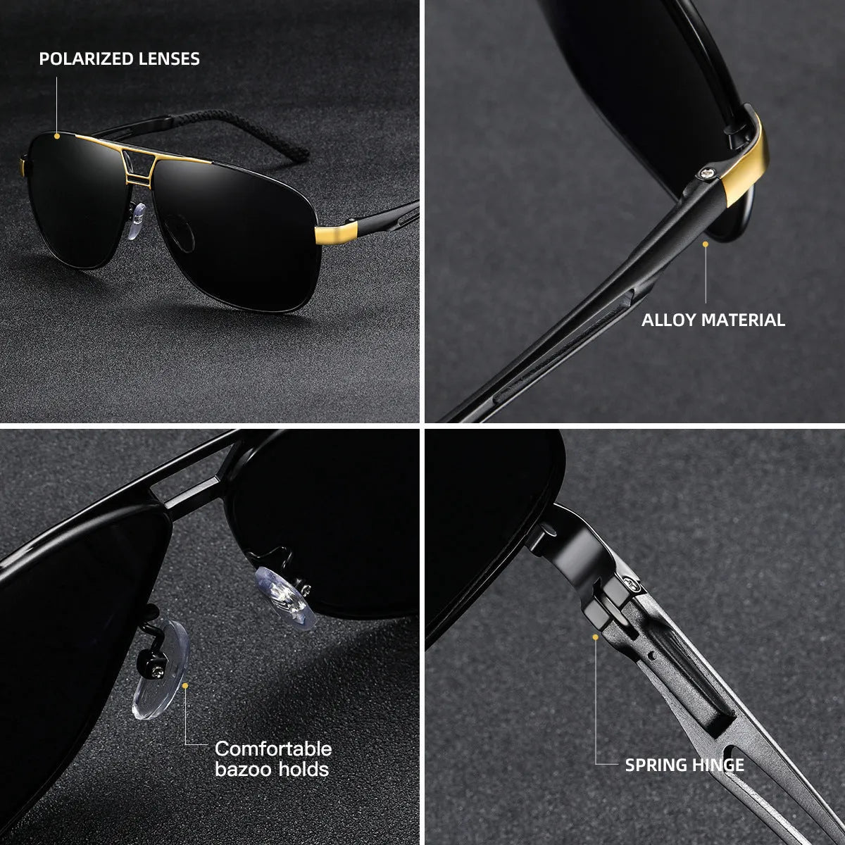 Men's orange red polarised aviator sunglasses with a metal frame and HD lenses.