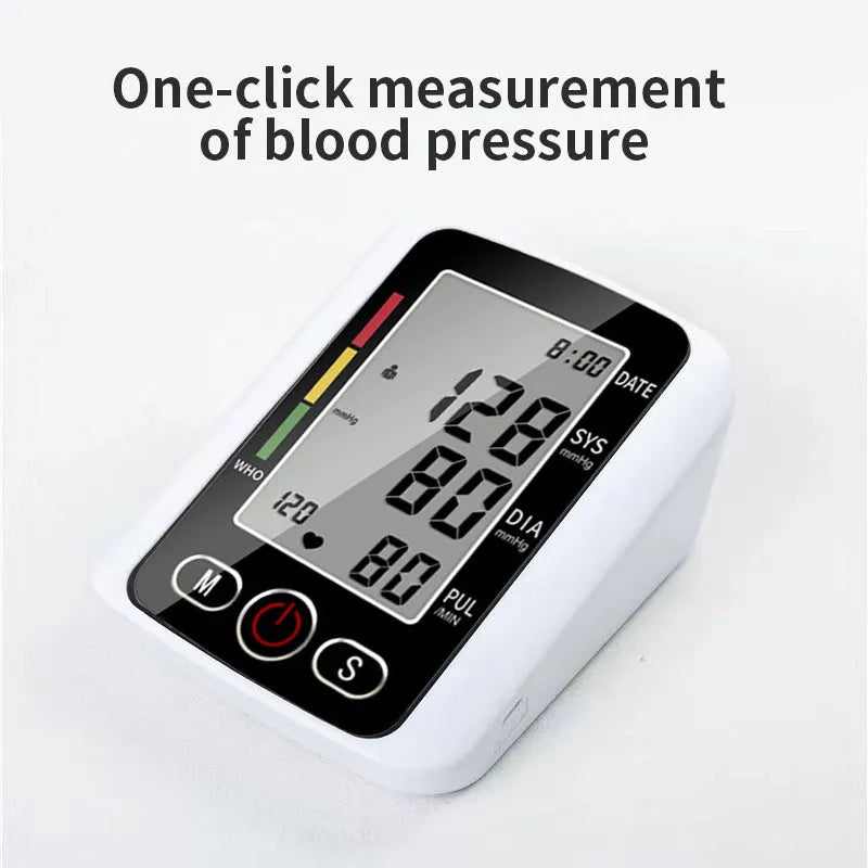 Automatic arm electronic blood pressure monitor with large screen on ABS plastic body