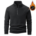 Men's stand collar half-zip long sleeve fleece sweatshirt in loose fit, dark gray polyester