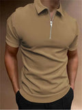 Men's casual polo shirt in polyester blend fabric available in multiple colours with loose fit and short sleeves