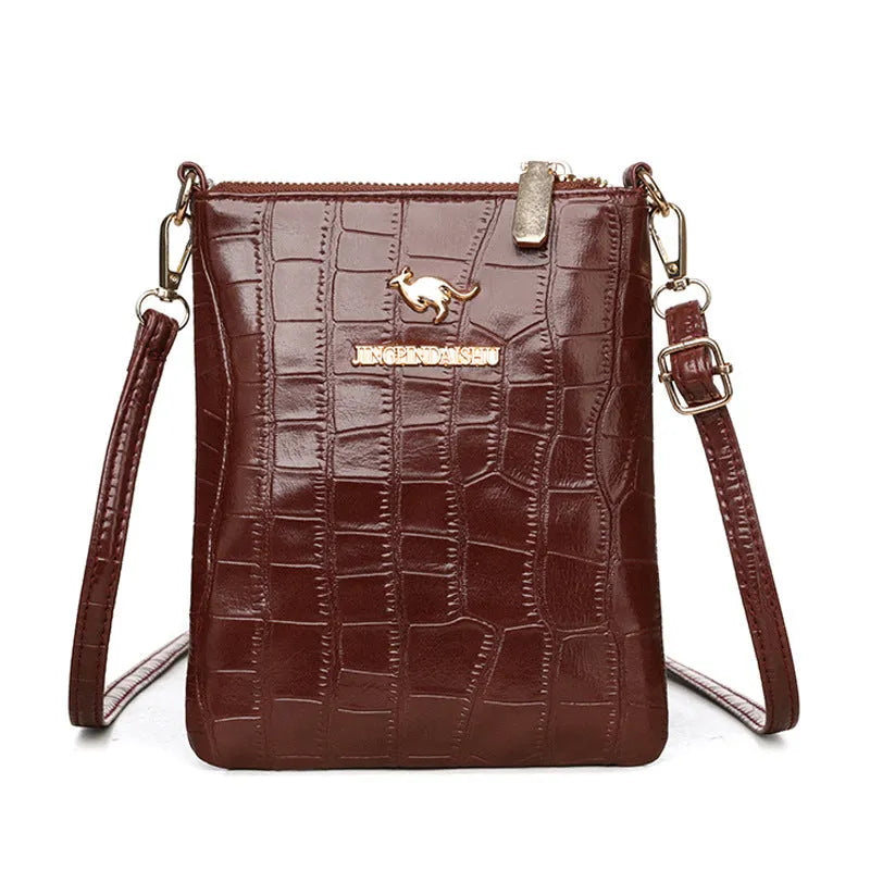 Black PU leather messenger bag with shoulder strap and internal file compartment