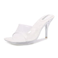 Chunky heel outdoor backless PVC slippers with super high heel over 8cm in multiple colours