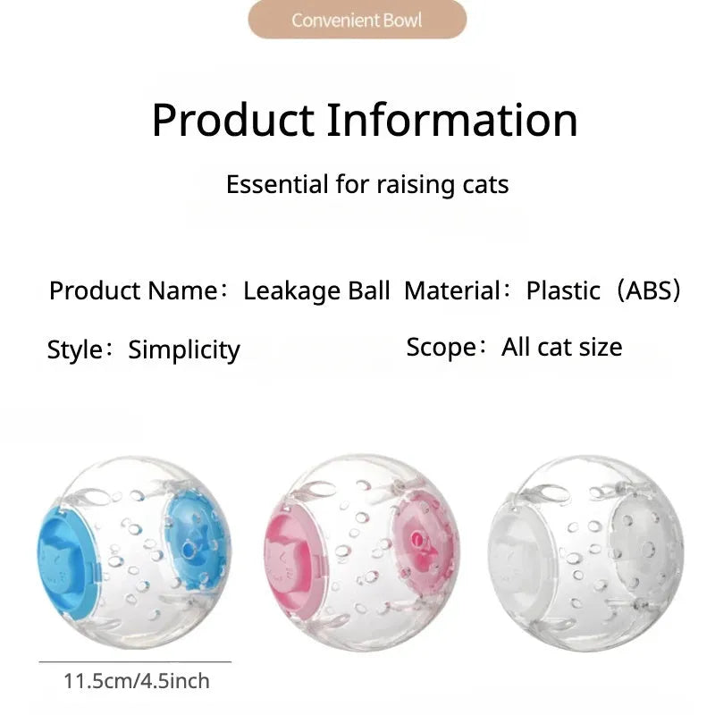 Blue slow feeding ball for cats with leak holes for gradual food dispensing