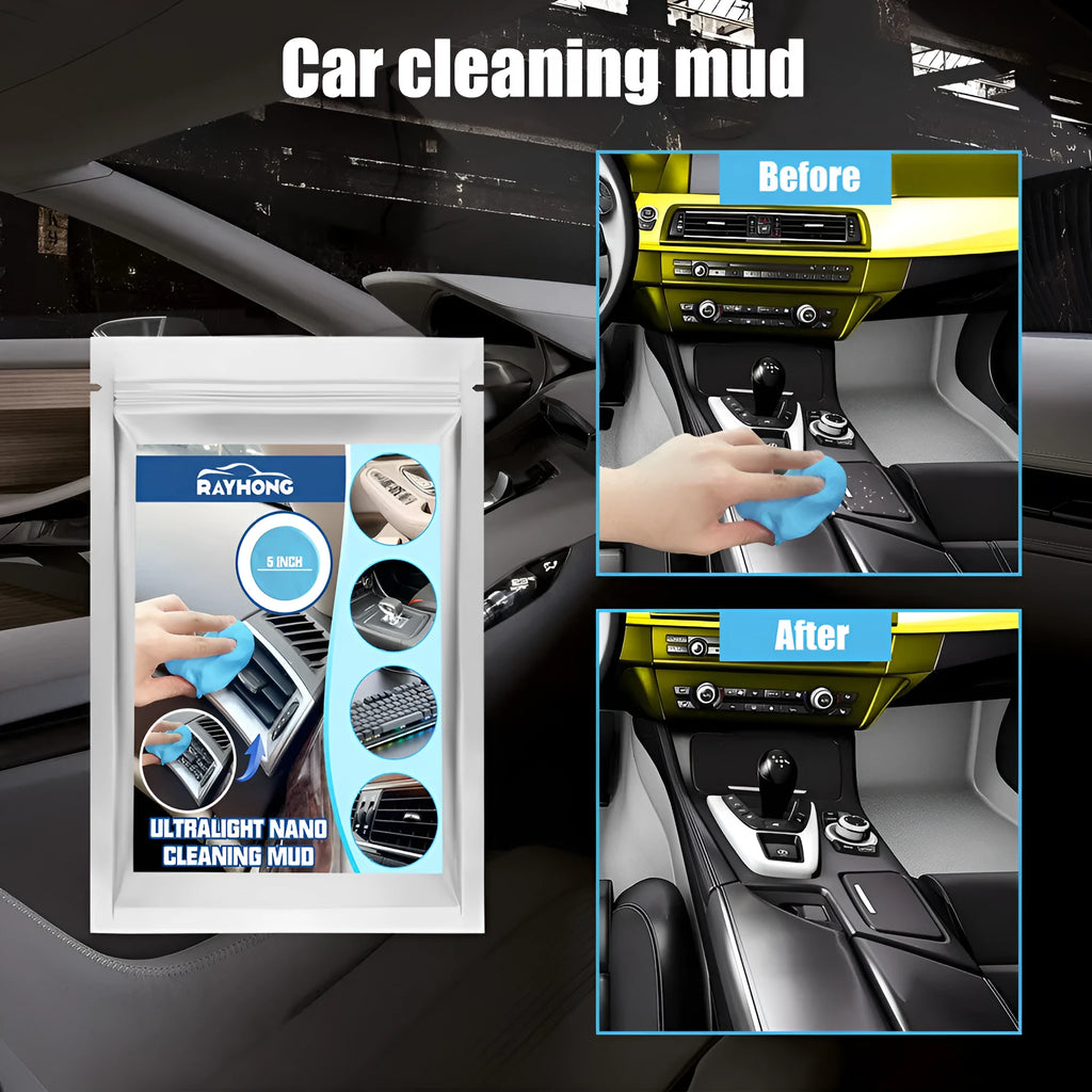 A 15cm by 10cm slab of soft grey cleaning putty for dust removal from car vents and gaps.