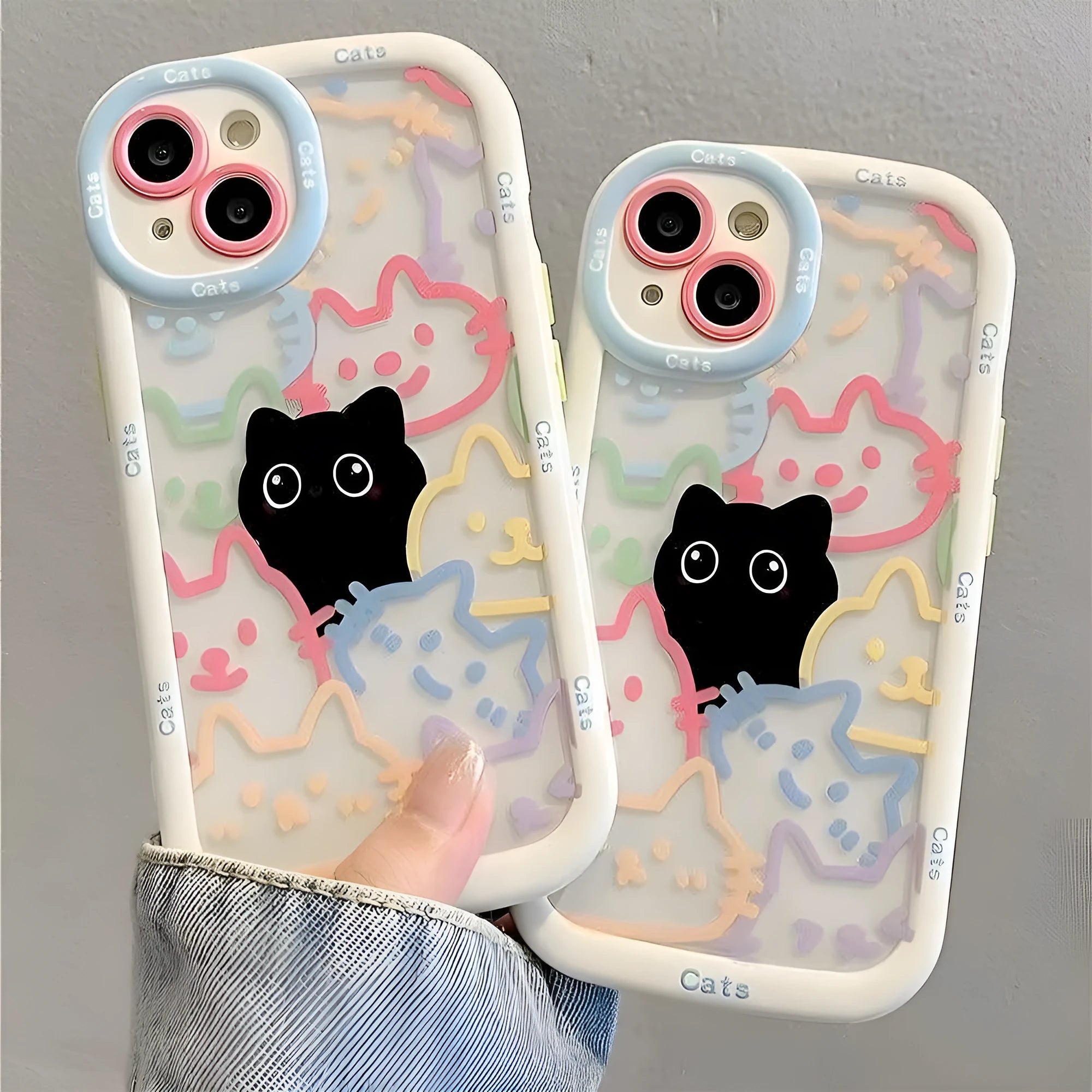 Colour Cat TPU phone case for iPhone 13 Pro Max, black colour, all-inclusive shockproof design