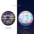 Size 7 holographic reflective basketball with wear-resistant PU surface in chroma colour option