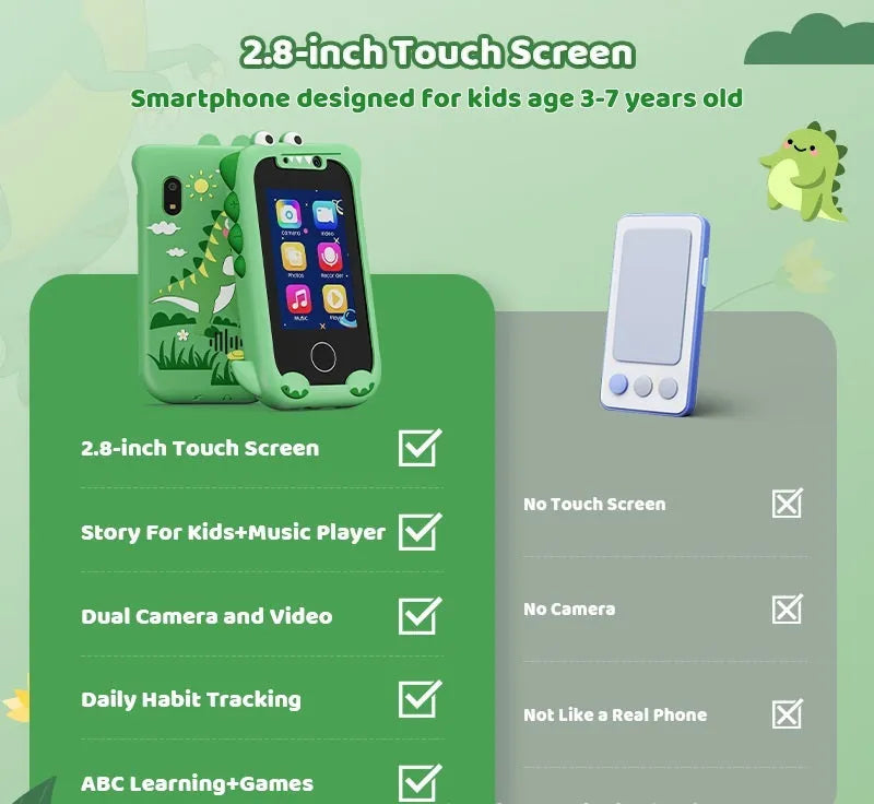 Blue and green silicone case kids educational camera with touch screen for photography and games