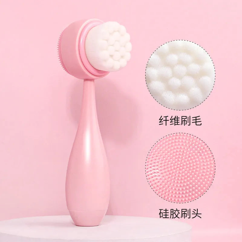 Facial brush with coral fleece hair band set in purple, pink, grey or white colours