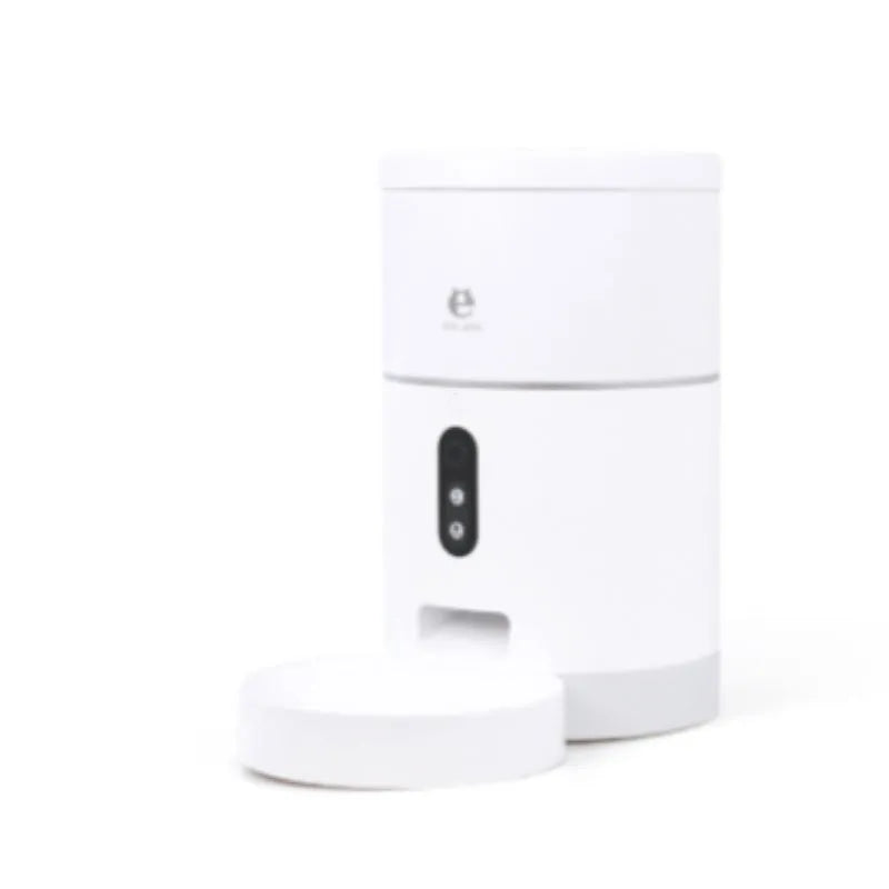 Automatic pet feeder with ABS body, WiFi and video versions, dispensing dry food into bowl