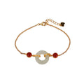 Women's S925 sterling silver gold-plated bracelet with inlaid natural Hetian jade and a peace buckle clasp.