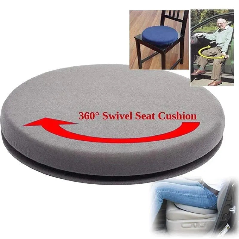 360-degree rotating car seat cushion with non-slip base on a car seat.