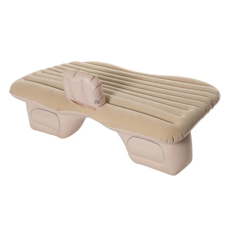Car rear inflatable bed 135cm PVC flocking automatic inflation for SUV MPV beige colour with pillows