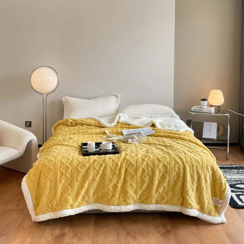 Polyester thermal flannel blanket in modern simple style with taffeta texture for winter bedding