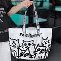 Waterproof PP woven handbag with snakeskin pattern colour printing