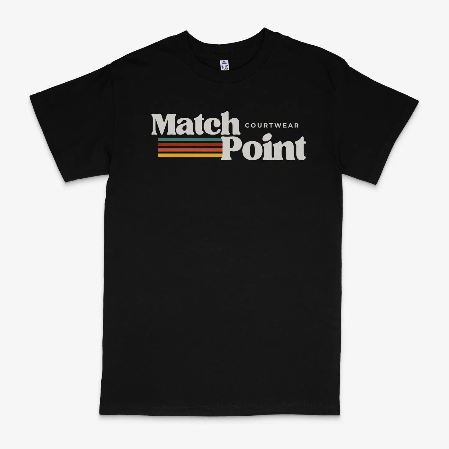 Black men's t-shirt with a 3D digital print pattern on the front, featuring short sleeves and a round neck.
