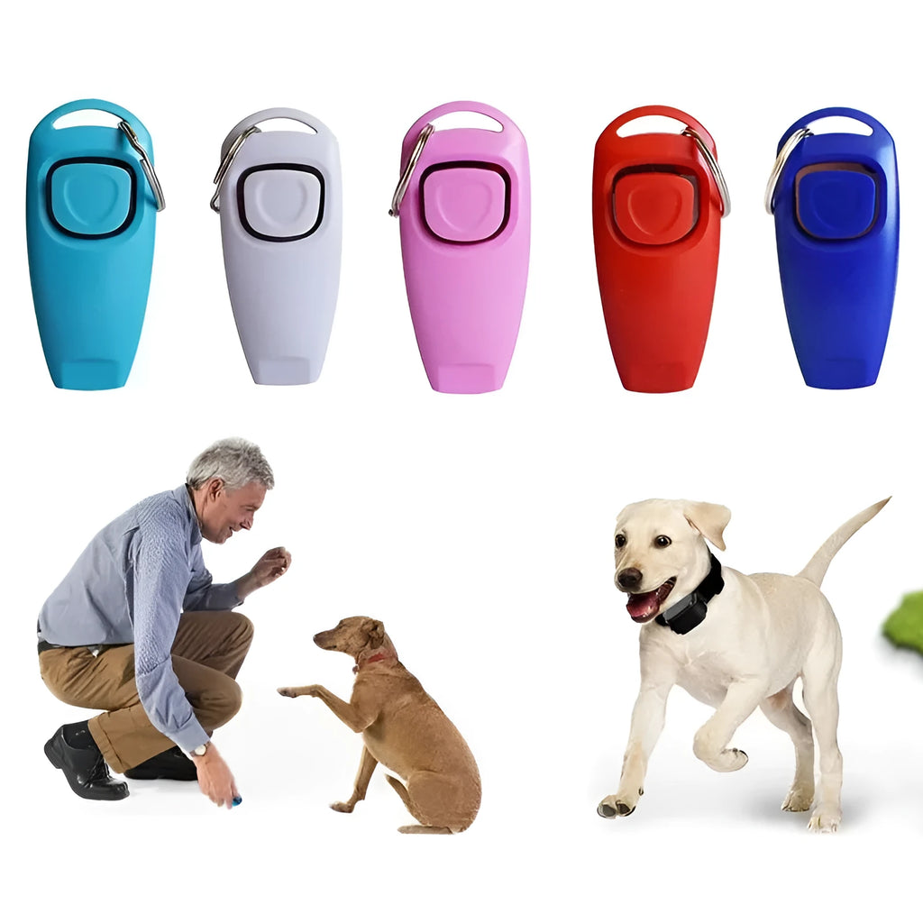 Professional dog training clicker whistle set in assorted colours with key ring