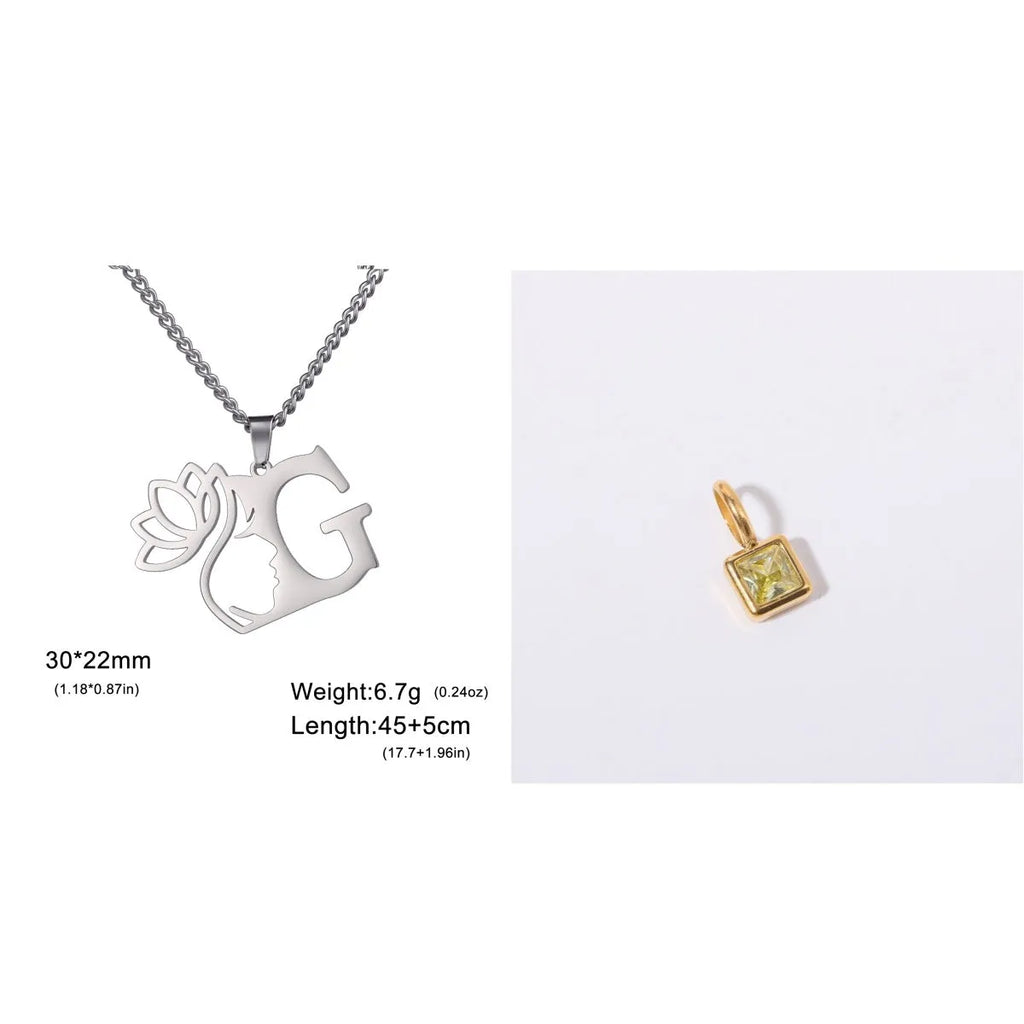 Stainless steel necklace with cross chain links and a pendant, shown in gold and silver colour options.