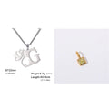 Stainless steel necklace with cross chain links and a pendant, shown in gold and silver colour options.