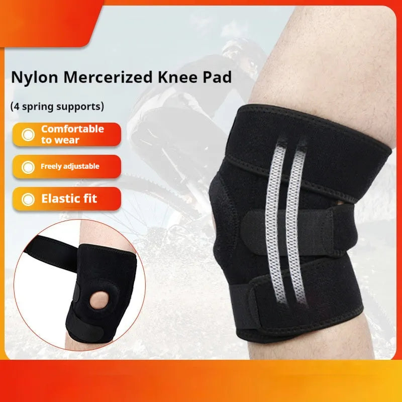Sports knee pad with spring support system for running, basketball and cycling protection