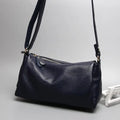A soft genuine leather women's crossbody bag in a horizontal square shape, shown in one of four available colours.