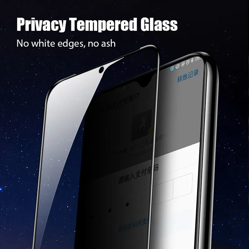 Anti-spy screen protector for Xiaomi Poco and Redmi Note smartphones with privacy filter