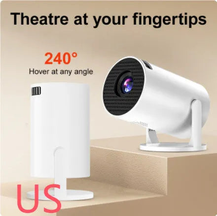 White portable mini wireless projector for home HD viewing.
