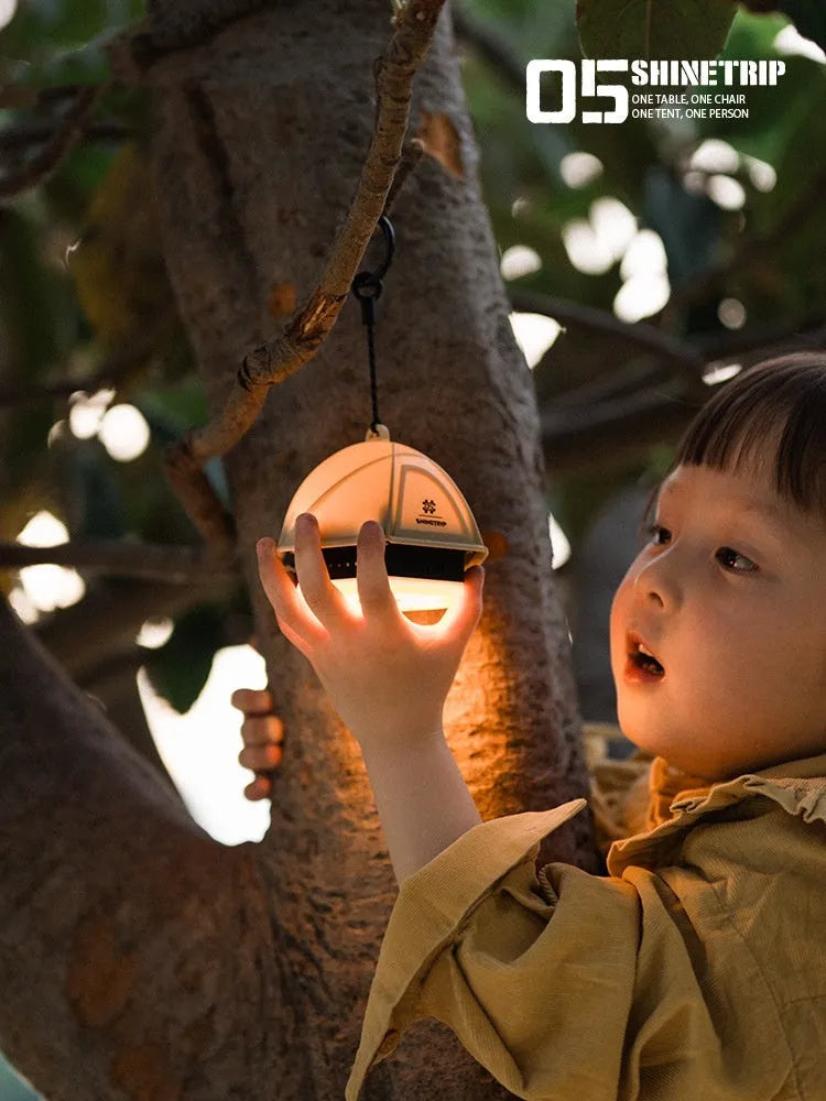 Camping tent light with analog brightness dial in dark green, Warhawk Sand or slightly smoky grey colour options