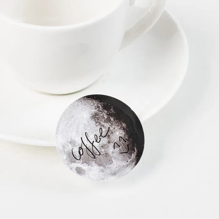 Black moon phase and calendar planet sticker set with 45 pieces for planner decoration.