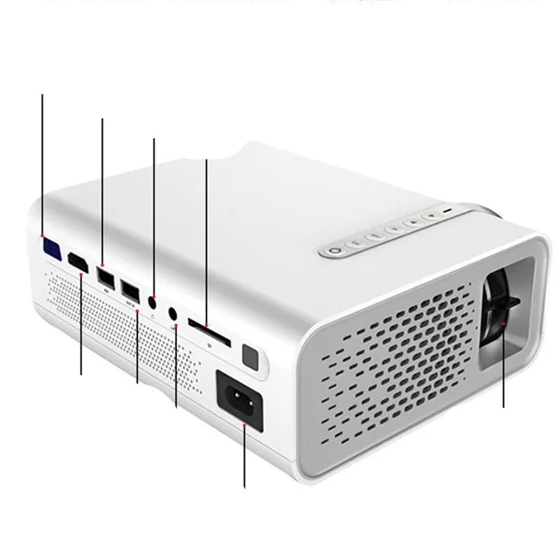 YG530 mini mobile phone projector with LED lens showing wireless same-screen projection functionality